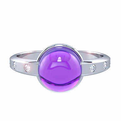 Cabotine 圆形紫水晶订婚戒指 18k 白金