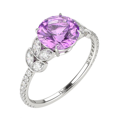 Angela 1.50 克拉紫水晶圆形订婚戒指
