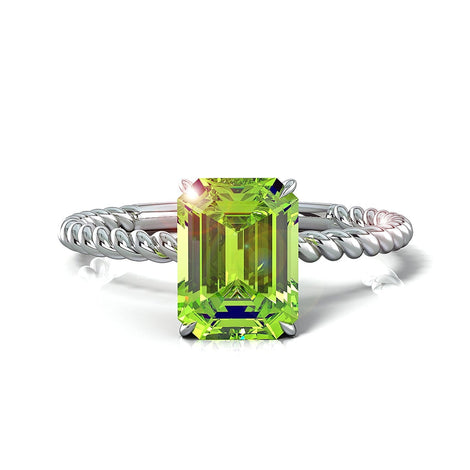 Anello di fidanzamento con peridoto e smeraldo 1.54 carati Amanda Amanda con peridoto e smeraldo DCGEMMES oro bianco 18 carati