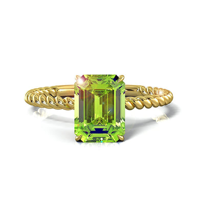 Anello di fidanzamento con smeraldo peridoto 1.54k Amanda Oro giallo 18k