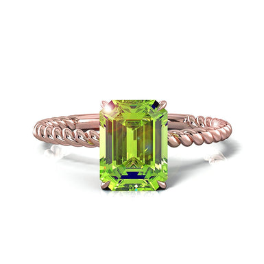 Anello di fidanzamento peridoto-smeraldo 1.54k Amanda oro rosa 18k