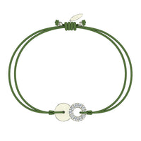 Bracelet cordon Lune pleine en argent avec diamant Bracelet Lune pleine en argent avec diamant DCGEMMES Vert Pochette 