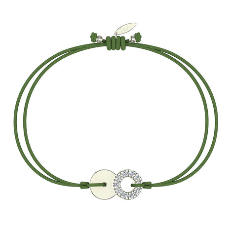 Bracelet cordon Lune pleine en argent avec diamant Bracelet Lune pleine en argent avec diamant DCGEMMES Vert Pochette 