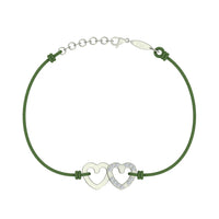 Bracelet cordon 2 Cœurs en Or avec diamant Bracelet 2 Cœurs en or avec diamant DCGEMMES Or Blanc 18 carats Vert 