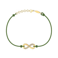 Bracelet cordon Infini en Or avec diamant Bracelet Infini en or avec diamant DCGEMMES Or Jaune 18 carats Vert 