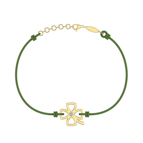 Bracelet cordon Trèfle en Or avec diamant Bracelet Trèfle en or avec diamant DCGEMMES Or Jaune 18 carats Vert 