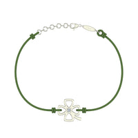 Bracelet cordon Trèfle en argent avec diamant Bracelet Trèfle en argent avec diamant DCGEMMES Vert Pochette 