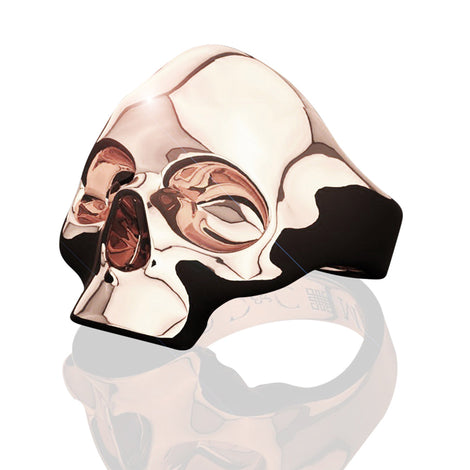 Bague tète de mort : Skull Chevalière homme Skull DCGEMMES Or Rose 18 carats  