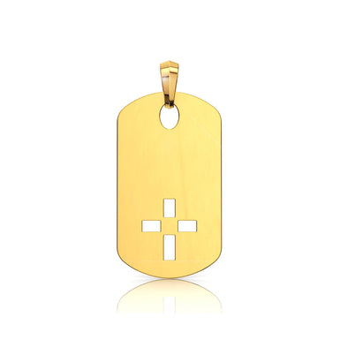 Placa militar de oro o plata con cruz de oro amarillo de 18 k