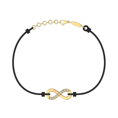 Bracelet cordon Infini en Or avec diamant Or Jaune 18 carats / Noir