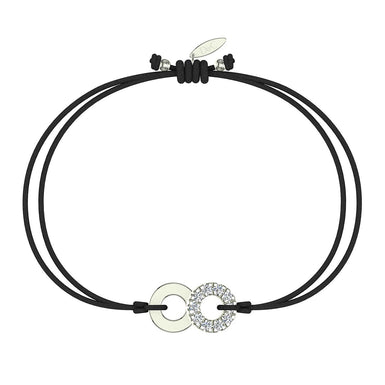 Bracelet cordon Lune en Or avec diamant Or Blanc 18 carats / Noir