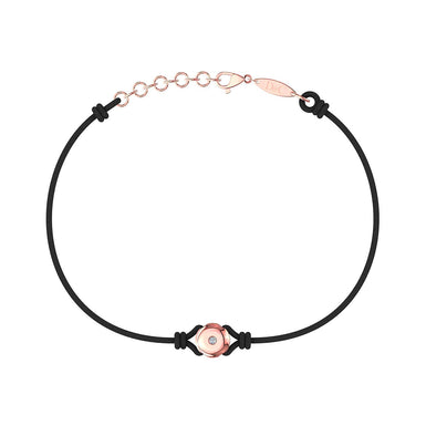 Bracelet cordon Solitaire en Or avec diamant Or Rose 18 carats / Noir