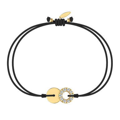 Bracelet cordon Lune pleine en Or avec diamant Or Jaune 18 carats / Noir