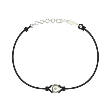 Bracelet cordon Solitaire en Or avec diamant Or Blanc 18 carats / Noir