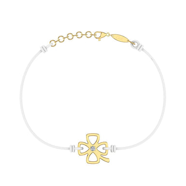Bracelet cordon Trèfle en Or avec diamant Or Rose 18 carats / Noir