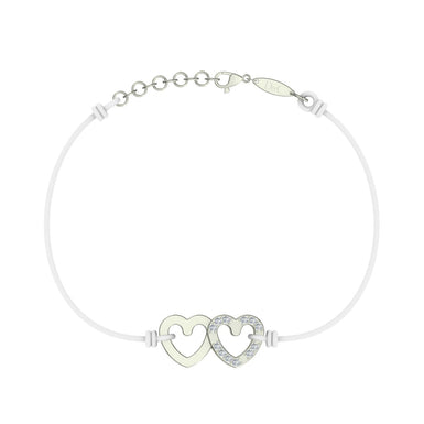 Bracelet cordon 2 Cœurs en Or avec diamant Or Jaune 18 carats / Noir