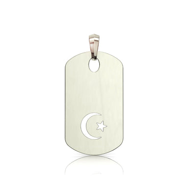 Military plaque with crescent moon and star 18k White Gold