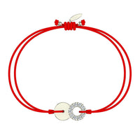 Bracelet cordon Lune pleine en argent avec diamant Bracelet Lune pleine en argent avec diamant DCGEMMES Rouge Pochette 
