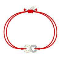 Bracelet cordon Lune en argent avec diamant Bracelet Lune en argent avec diamant DCGEMMES Rouge Pochette 