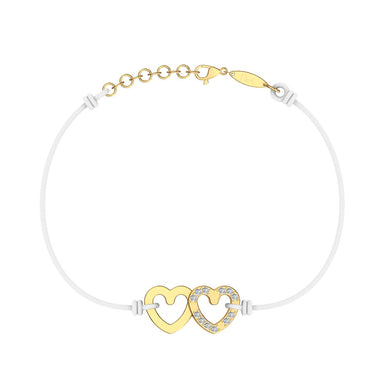 Bracelet cordon 2 Cœurs en Or avec diamant Or Rose 18 carats / Noir