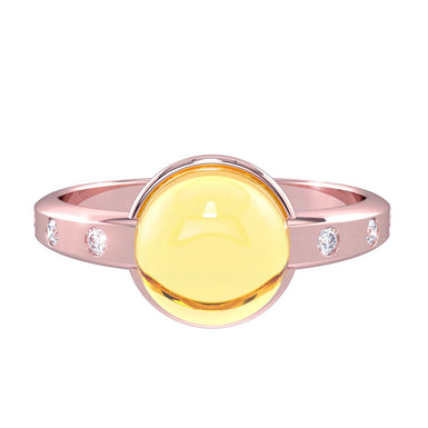 Anello di fidanzamento con citrino rotondo Cabotine in oro rosa 18k