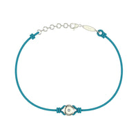 Bracelet cordon Solitaire en argent avec diamant Bracelet Solitaire en argent avec diamant DCGEMMES Bleu turquoise Pochette 