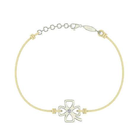 Bracelet cordon Trèfle en Or avec diamant Bracelet Trèfle en or avec diamant DCGEMMES Or Blanc 18 carats Beige 