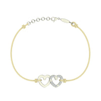 Bracelet cordon 2 Cœurs en Or avec diamant Bracelet 2 Cœurs en or avec diamant DCGEMMES Or Blanc 18 carats Beige 
