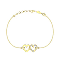 Bracelet cordon 2 Cœurs en Or avec diamant Bracelet 2 Cœurs en or avec diamant DCGEMMES Or Blanc 18 carats Doré 
