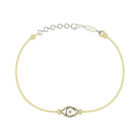 Bracelet cordon Solitaire en Or avec diamant Bracelet Solitaire en or avec diamant DCGEMMES Or Blanc 18 carats Beige 