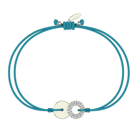 Bracelet cordon Lune pleine en argent avec diamant Bracelet Lune pleine en argent avec diamant DCGEMMES Bleu turquoise Pochette 
