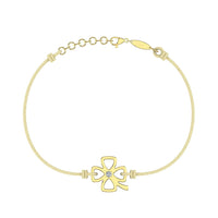 Bracelet cordon Trèfle en Or avec diamant Bracelet Trèfle en or avec diamant DCGEMMES Or Jaune 18 carats Beige 