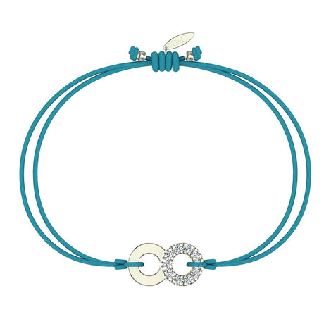 Bracelet cordon Lune en argent avec diamant Bracelet Lune en argent avec diamant DCGEMMES Bleu turquoise Pochette 