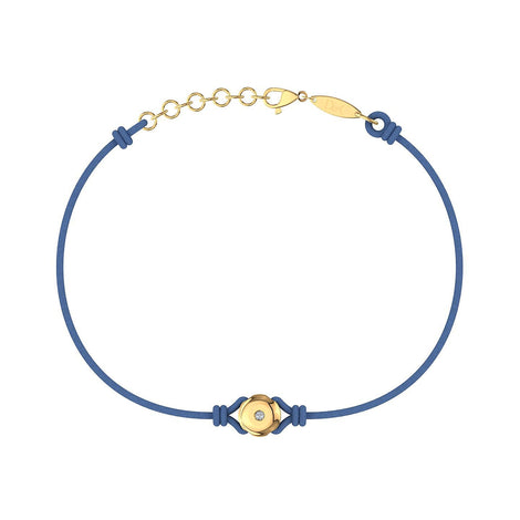Bracelet cordon Solitaire en Or avec diamant Bracelet Solitaire en or avec diamant DCGEMMES Or Jaune 18 carats Bleu denim 