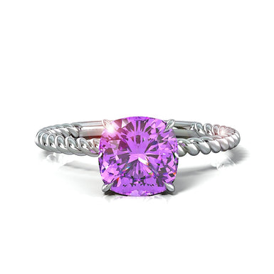 Amanda 1.54k 垫形紫水晶订婚戒指 18k 白金