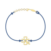 Bracelet cordon Trèfle en Or avec diamant Bracelet Trèfle en or avec diamant DCGEMMES Or Jaune 18 carats Bleu denim 