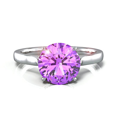 订婚戒指紫水晶圆形 2.00 克拉 Capucine 18k 白金