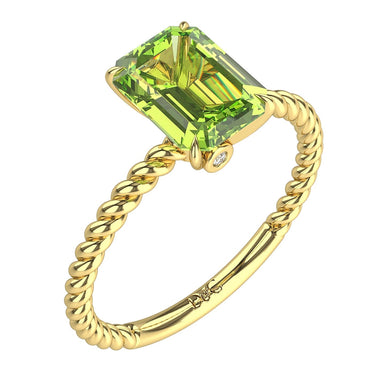 Anello di fidanzamento Amanda con peridoto e smeraldo da 1.54 carati