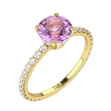 订婚戒指紫水晶圆形 1.00 克拉情人节