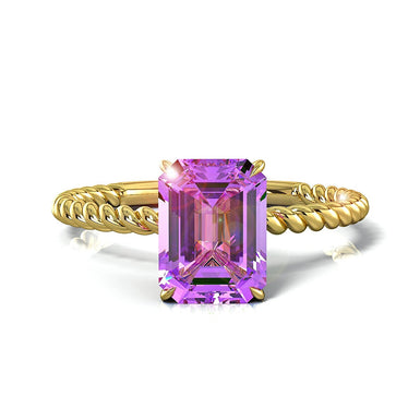 紫水晶-祖母绿 1.54kt 订婚戒指 Amanda 18k 金