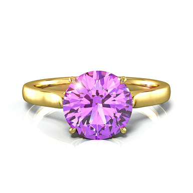 订婚戒指紫水晶圆形 2.00 克拉 Capucine 18k 黄金