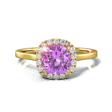 垫形紫水晶订婚戒指 1.18k 卡普里 18k 金