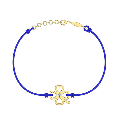Bracelet cordon Trèfle en Or avec diamant Bracelet Trèfle en or avec diamant DCGEMMES Or Jaune 18 carats Bleu électrique 
