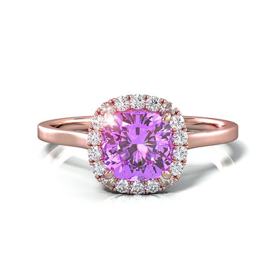 垫形紫水晶订婚戒指 1.18k Capri 18k 玫瑰金