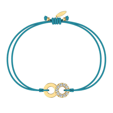Bracelet cordon Lune en Or avec diamant Bracelet Lune en or avec diamant DCGEMMES Or Jaune 18 carats Bleu turquoise 