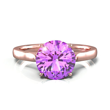 订婚戒指紫水晶 - 圆形 2.00 克拉 Capucine 18 克拉玫瑰金