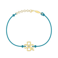 Bracelet cordon Trèfle en Or avec diamant Bracelet Trèfle en or avec diamant DCGEMMES Or Jaune 18 carats Bleu turquoise 