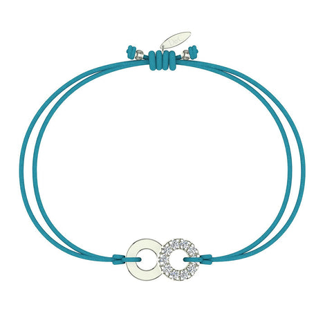 Bracelet cordon Lune en Or avec diamant Bracelet Lune en or avec diamant DCGEMMES Or Blanc 18 carats Bleu turquoise 