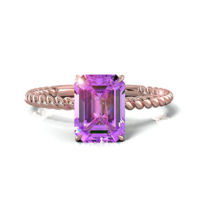 Amethyst-Emerald 1.54k Engagement Ring Amanda 18k Rose Gold