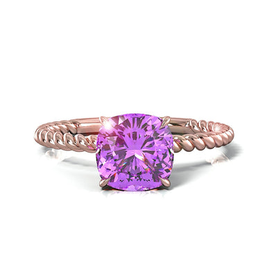 Amanda 1.54k 垫形紫水晶订婚戒指 18k 玫瑰金